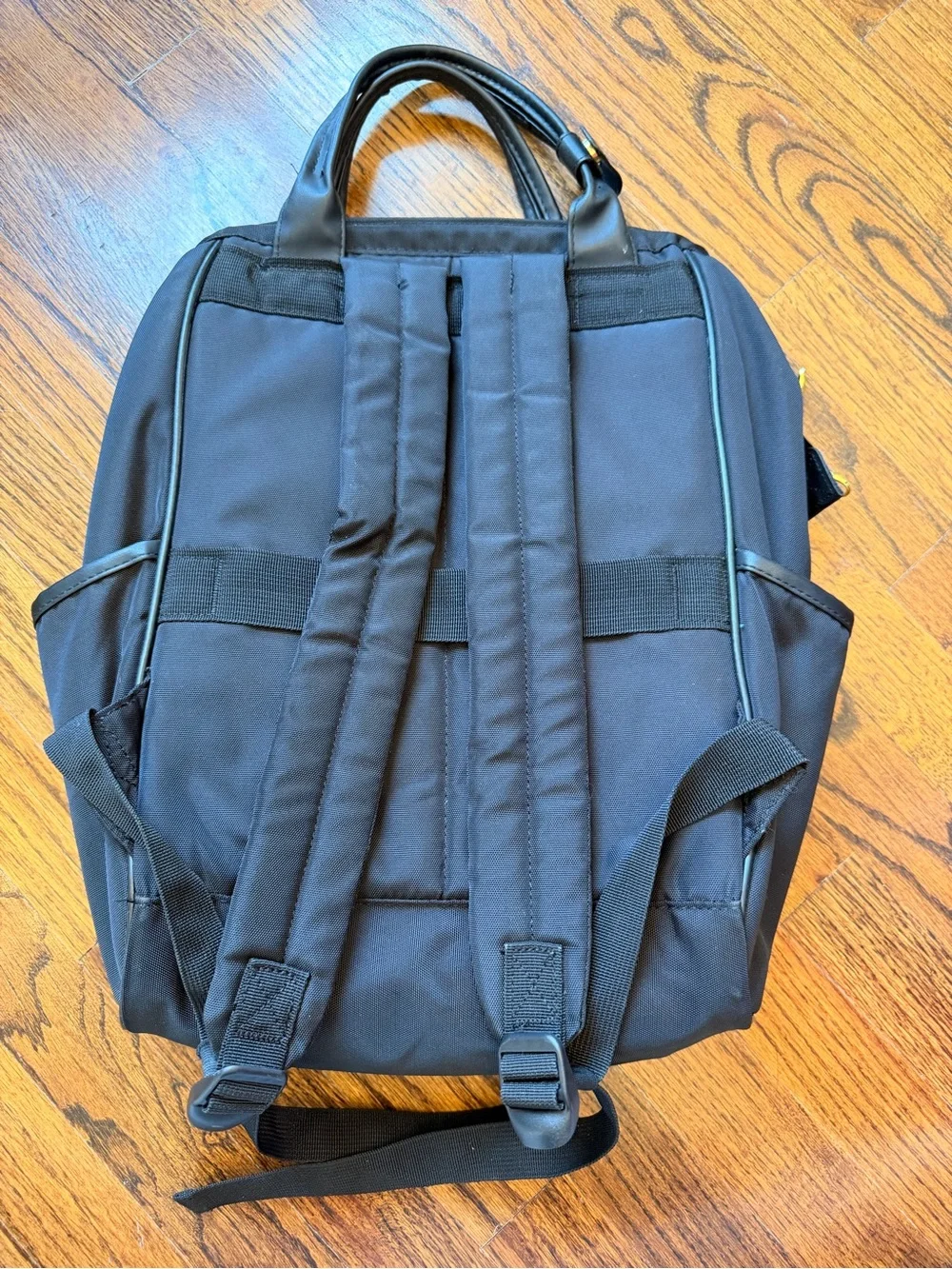 KROSER Black Nylon Laptop Backpack Tote with Gold Hardware with USB Port
